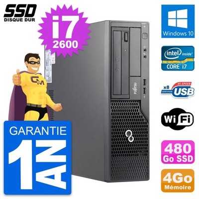 PC Fujitsu Esprimo E500 E85 + Dt Intel i7-2600 RAM 4Go SSD 480Go Windows 10 Wifi