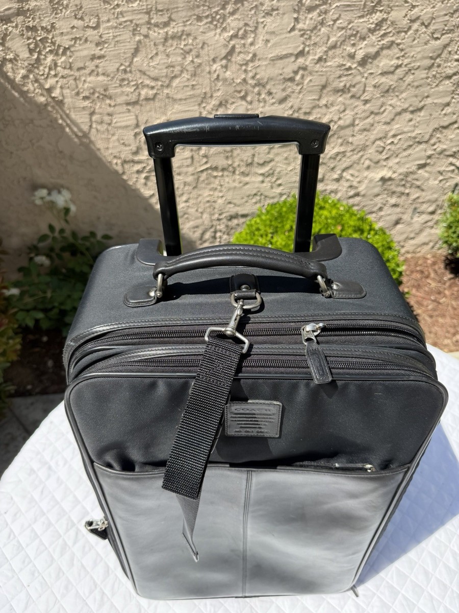 COACH Black Leather Front and nylon upright 23” CarryOn Suitcase