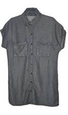 Zilcremo Large Womens Gray Utility Shirt Dress