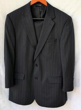 Jos A Bank Travelers Suit Mens 42R Charcoal Gray Pinstripe Wool 2 Piece Set