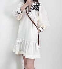 Women Long Sleeve V neck embroidery Loose Dress Sweet Mini Dresses