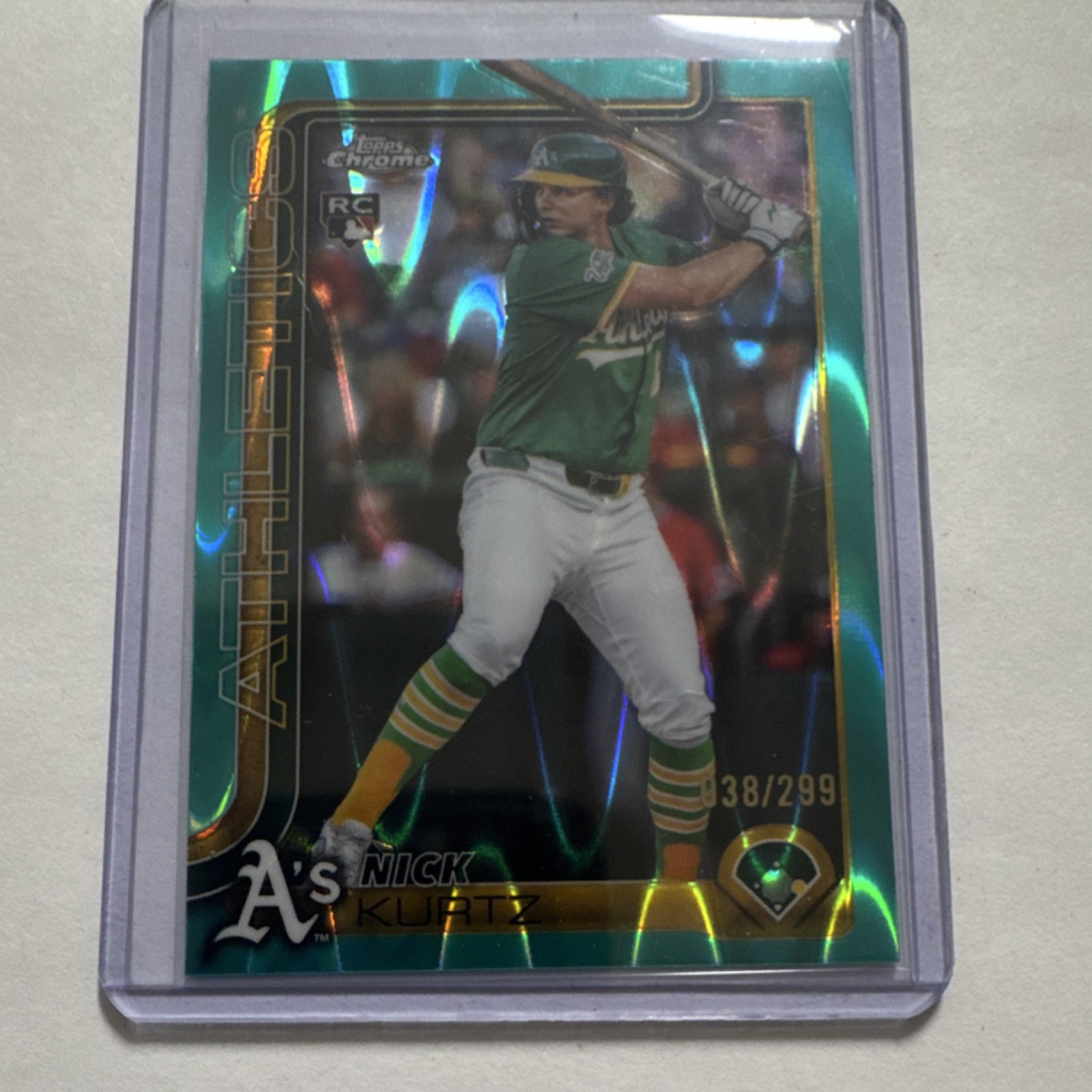 Topps 2025 Chrome Update Nick Kurtz #USC178 Athletics Teal Refractor Rookie /299