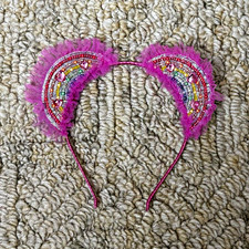 Pink Rainbow Headband Beaded Sequin Accents Metal Fabric Party/Cocktail