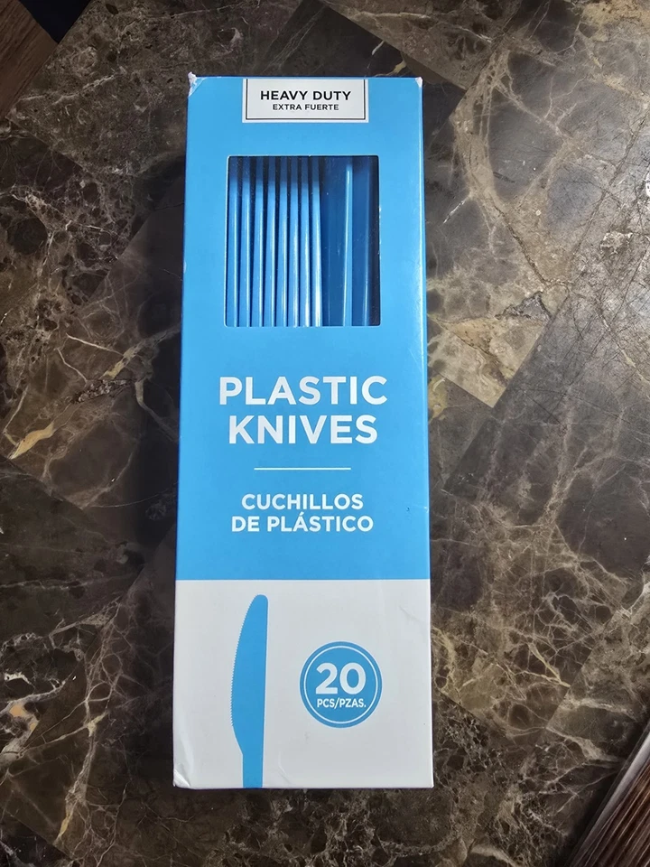 Cuchillos de plástico Amscan Premium de alta resistencia 292 piezas - cubiertos reutilizables colores surtidos Foto 3 de 4