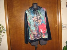 Coldwater Creek colorful  Navy hooded full zip JACKET L velvety feel