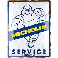 Relief-Blechschild "Michelin Service" - 40x30cm Retro Reifen Auto Email Emaille