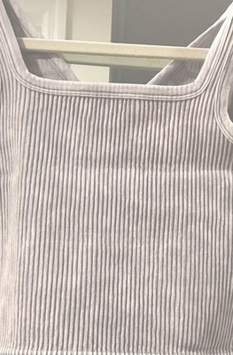 Zenana Washed Ribbed Cropped Tank Top with 2-Way Neckline- L/XL color:steel