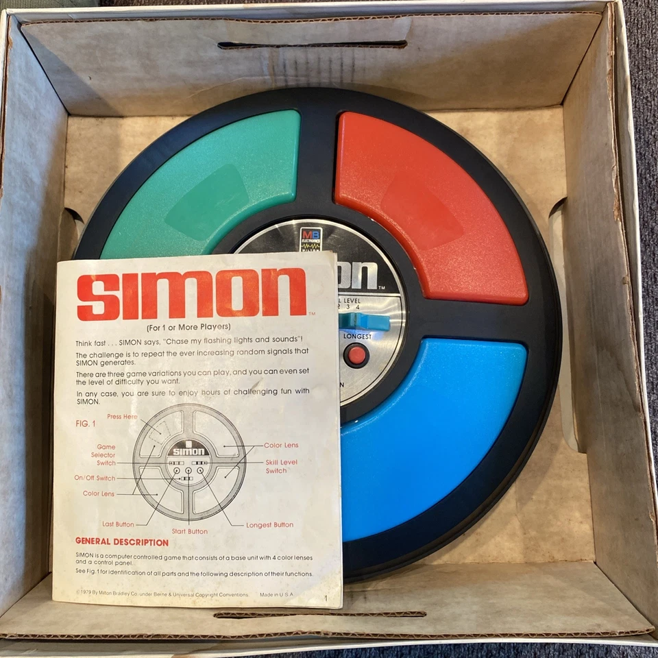 Juego electrónico Milton Bradley Simon Says 1978 vintage y caja original completa Foto 3 de 4