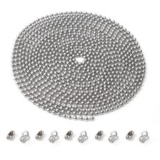 GZXUNFA 120 Inch Ceiling Fan Pull Chain, Beaded Chains 120 Inch, Silver