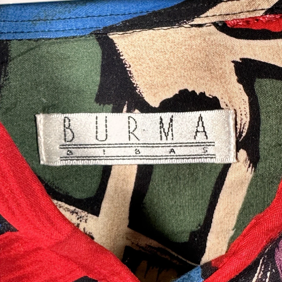 Vintage Burma Bibas Camp Shirt Men’s Size M Rayon Hawaii 90’s Geometric Print - Image 3 of 4