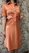 JEAN PAUL GAULTIER JEANS 90S CHEMISIER SATIN ORANGE AVANT GARDE Y2K DRESS