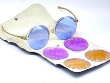 Rare Vintage 1960s French Interchangeable Lens Sunglasses Clear Round Frame