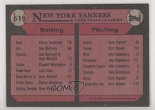 1989 Topps Team Leaders Blank Front New York Yankees Team #519 0b3