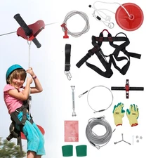 160 Feet Zip Line Kit for Kids and Adult up to 330Lb with galvanized iron Ziplin