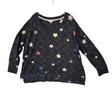 Secret Treasures Pajama Top Size 3X Embroidered Dark Gray With colors Stars