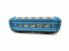 Vintage Ichiko Made In Japan Tin Litho Passenger Train Car Blue 4