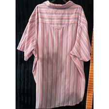 Wrangler Western Men  s 3XLT Coral Blue Stripe Pearl Snap Short Sleeve Shirt