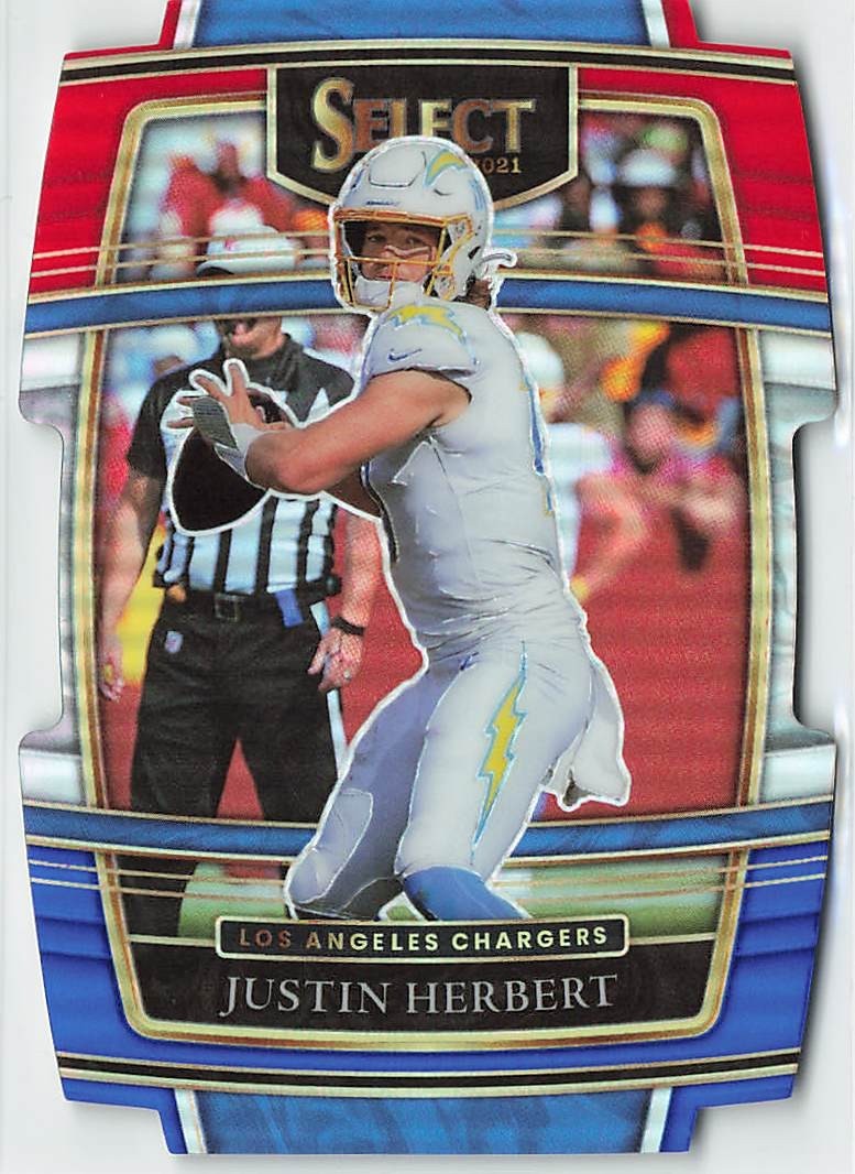 2021 Panini Select - Justin Herbert - Concourse Red & Blue Prizm Die-Cut #19