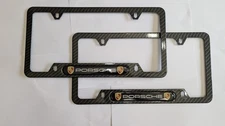 Porsche License Plate Frame (Carbon Fiber) - 2 Pc Set For Porsche Car