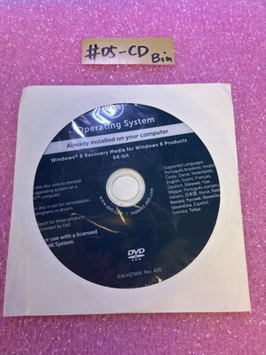   Dell Windows 8 Recovery Media H27WW 64-bit DVD Reinstallation Disc