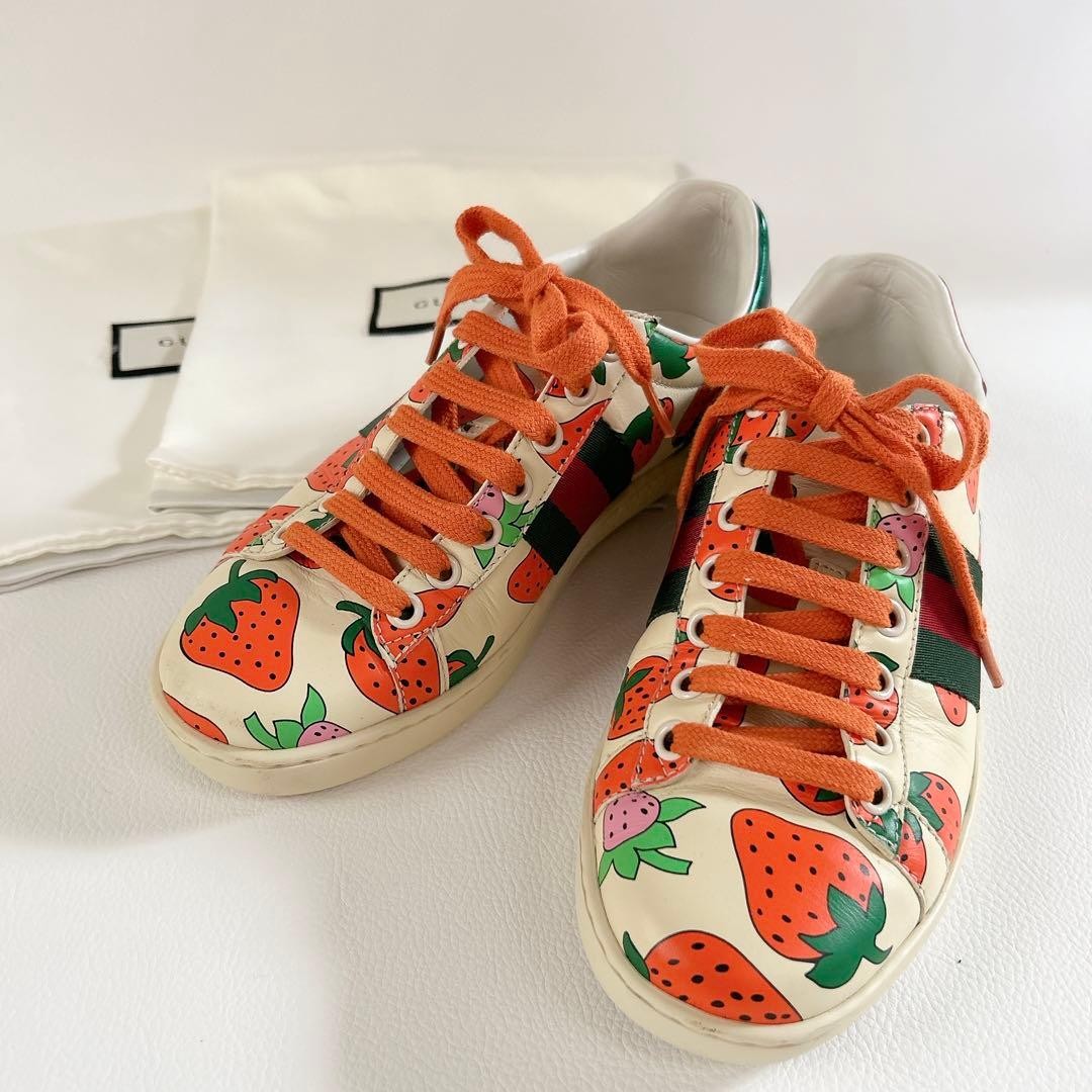 Auth Gucci Leather Ace Sherry Line Sneakers Multicolor EU35 US5 UK2 Women thumbnail 11