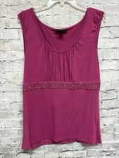Style & Co Women’s Blouse Tank Fishia Pink Studded Size XL Stretchy 