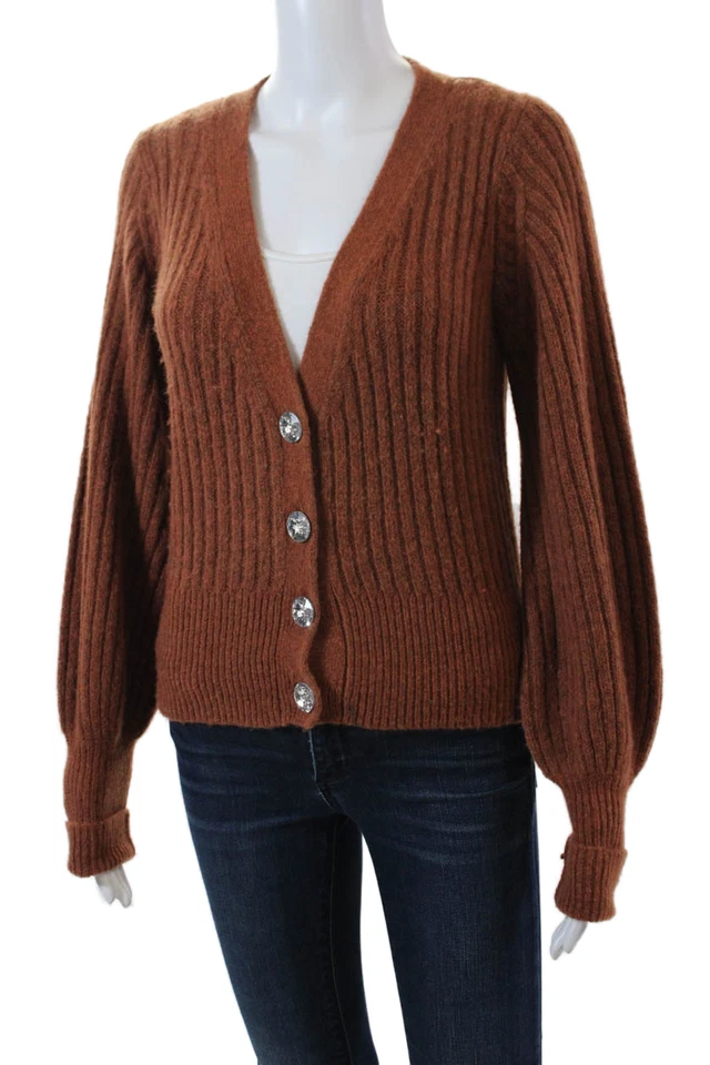 Intermix Womens Wool Long Sleeve Pullover V-Neck Knit Sweater Orange Size S - Image 2 of 4