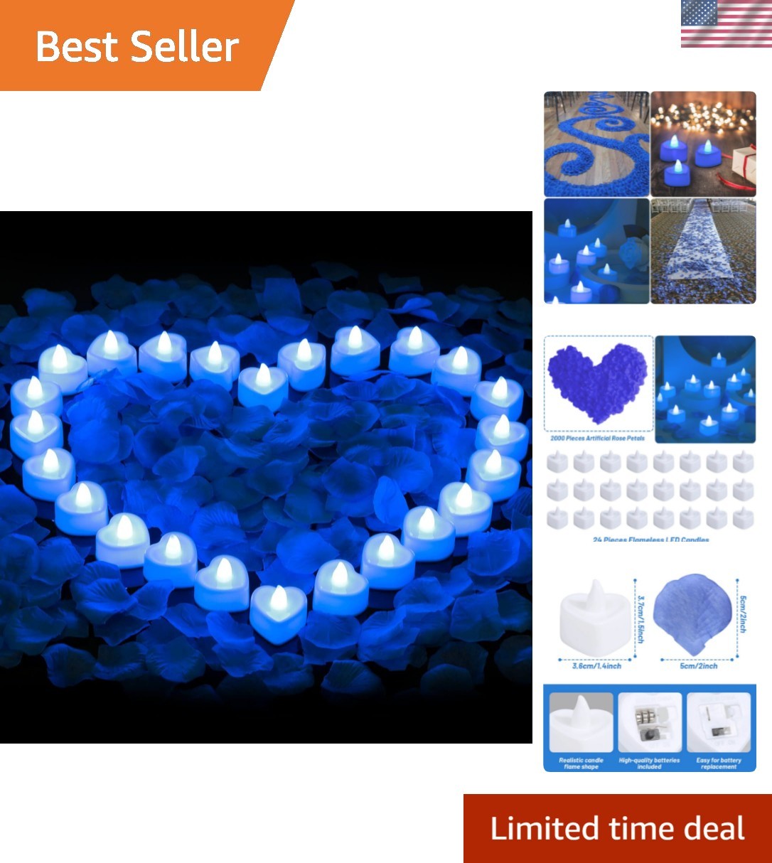 Blue Rose Petals for Romantic Night for him Set, 2000 Pieces