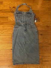 NWT Universal Thread Women's Midi Halter Denim Dress. Sz 2