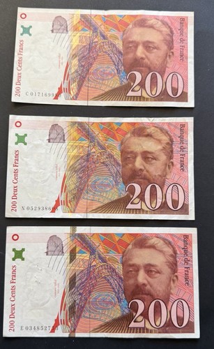 France, 200 Francs, French Currency, Gustave Eiffel, 1996 & 97