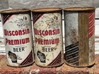 3 WISCONSIN PREMIUM FLAT TOP BEER CANS    EMPTY DUMPER CANS — photo 3