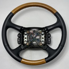 98-02 Cadillac Escalade Steering Wheel W Controls Wood Grain Black Oem