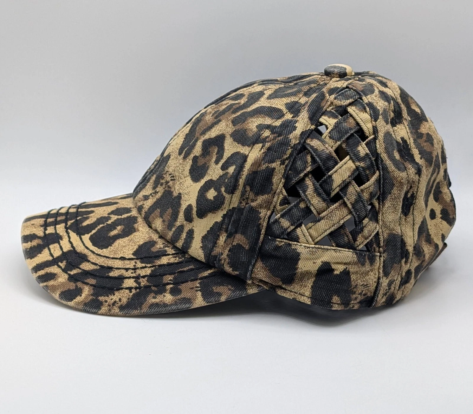 C.C Ponytail Messy Bun Baseball Cap Hat Leopard Cheetah Print AOP Women's Animal