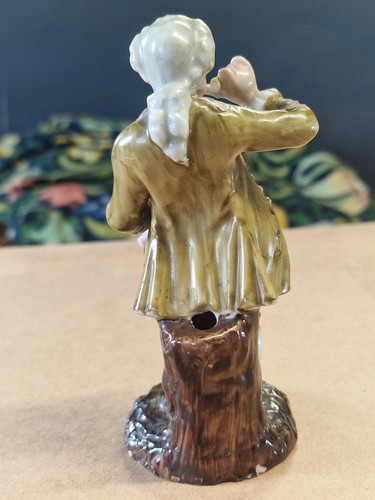 Antique Continental Porcelain Figurine Boy Blowing a Horn c1800, 18th C Dress (photo 4)