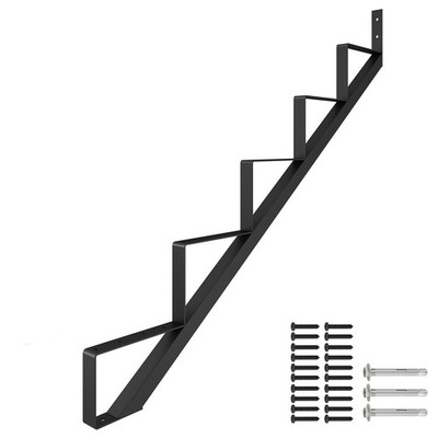 Steel Stair Riser 5 Step Stair Stringer for Deck Height 43in,Powder Coated Black
