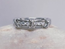 Size O Sterling Silver 925 Ladies Ring CZ clear stones DQCZ stone unusual design