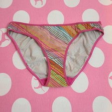 VTG VS PINK Graphic Cotton Low Rise Bikini Panty Size Sm Rainbow Stripe