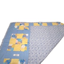 Handmade Baby Quilt Patchwork Granny Unisex Blue Yellow 30" x 40" Quilt A-5