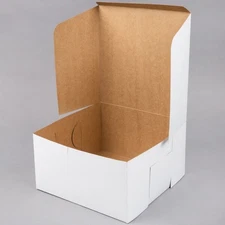 100 Pack 10"x10"x5" White Paperboard Cake Boxes Square Bakery Pastry Take Out