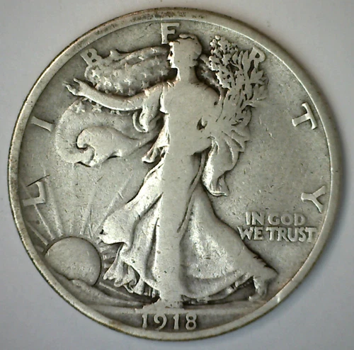 1918 Walking Liberty Silver Half Dollar Coin 50c Circulated FINE US Type Coin