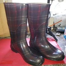 Women's Rain Boots Rubber Waterproof Striped Color Size 8 Made In USA