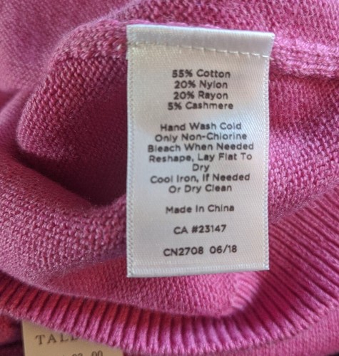 NWT $89 TALBOT'S JOYFUL PINK CABLE YOKE SWEATER SIZE X (LIKE 12W) Barbie Core! - Picture 9 of 9