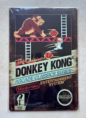 ESEL KONG ARCADE CLASSICS SERIE METALLSCHILD MANN CAVE NINTENDO 20x30cm