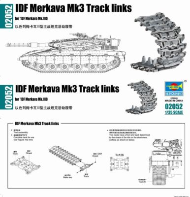 Trumpeter 02052 - 1:35 IDF Merkava Mk3 Track links - Neu