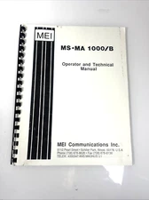 MEI MS-MA 1000/B Operator And Technical Manual Rare Vintage