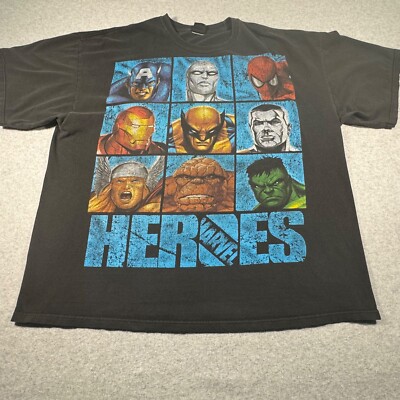 Marvel Shirt Adult Extra Extra Large Black Heroes Mad Engine Mens