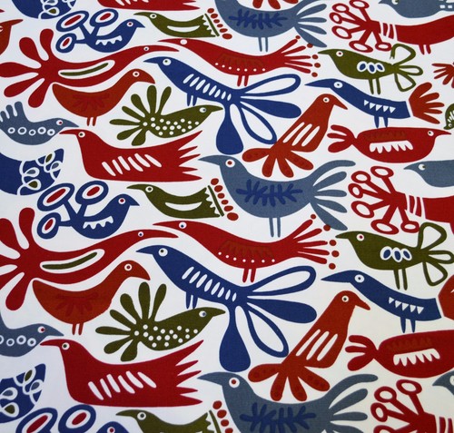 LL409a White Red Deep Olive Grey Animal Bird Cotton Canvas Pillow/Cushion Cover - Picture 3 of 5