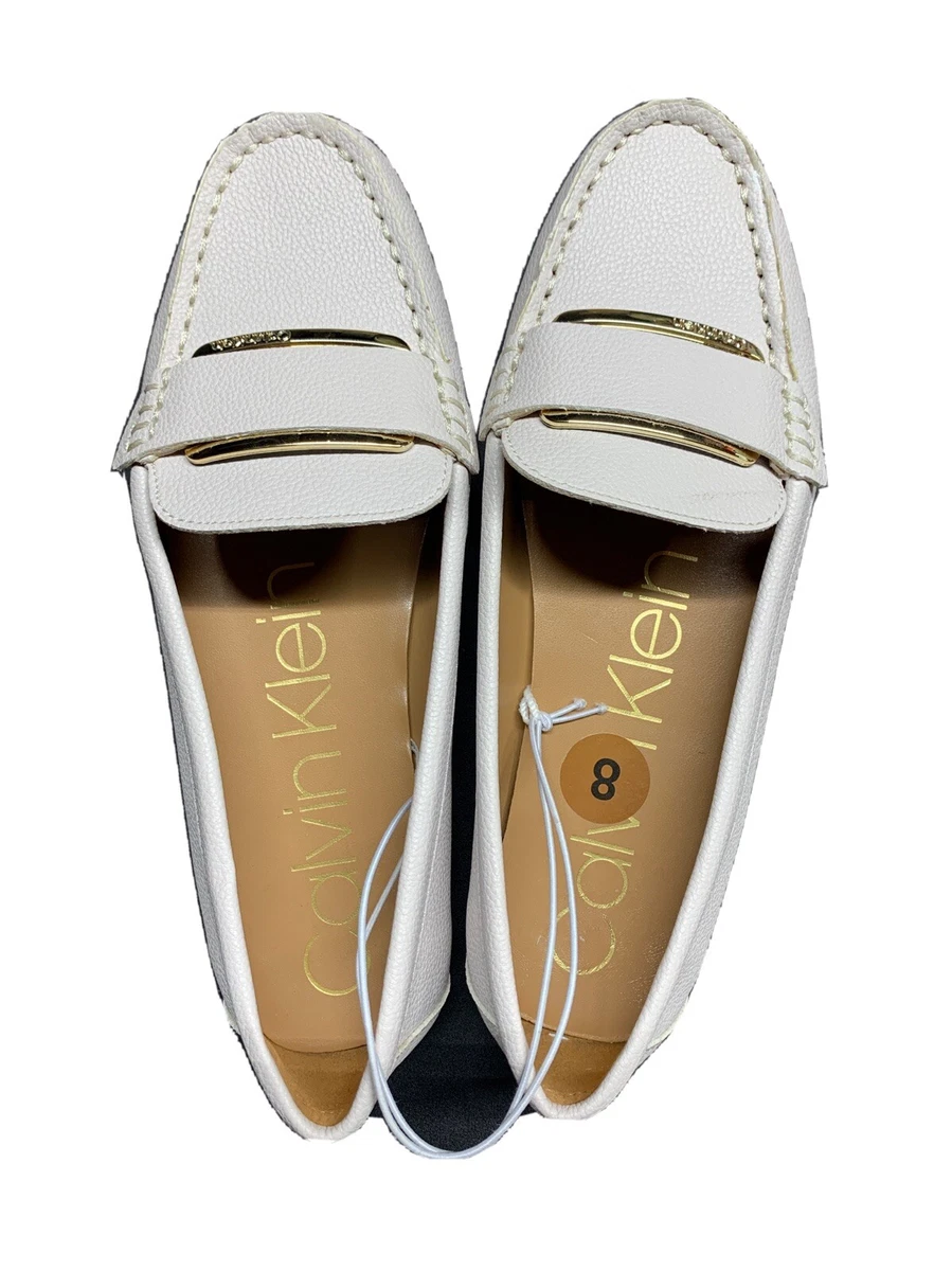 calvin klein white flat shoes