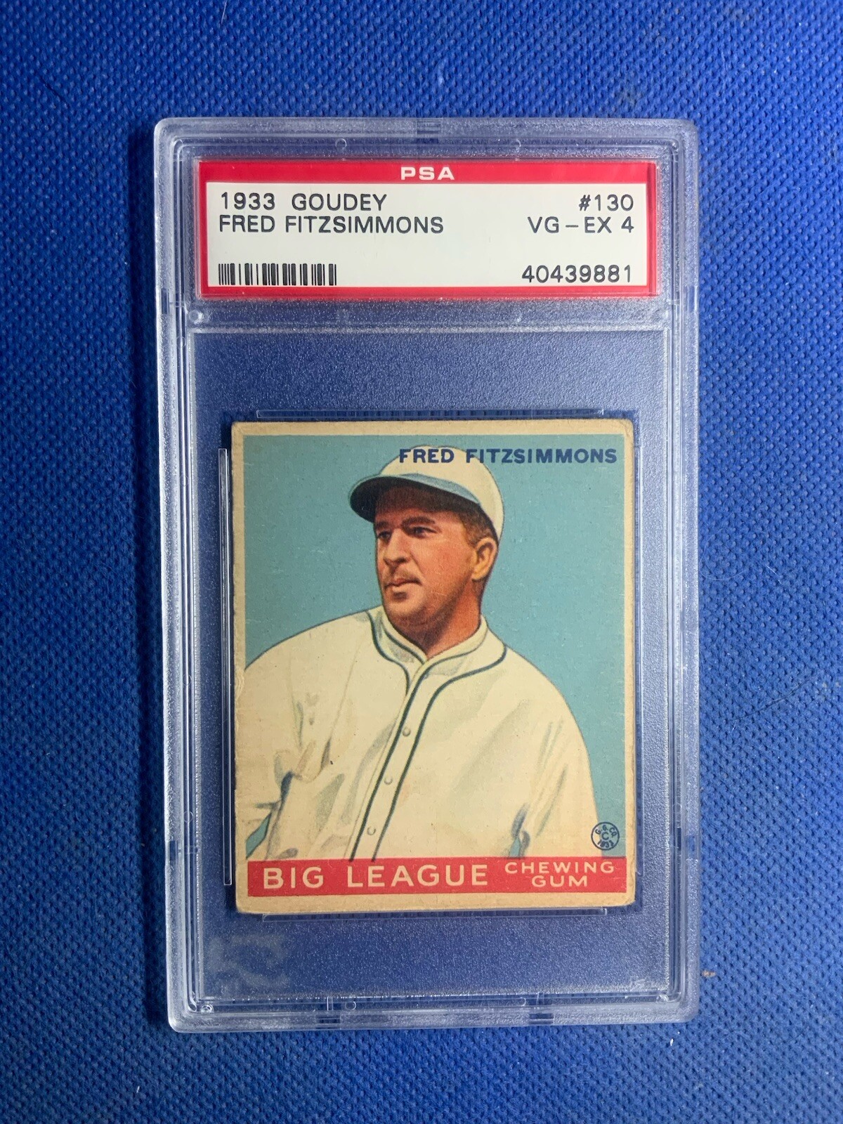 1933 Goudey Baseball #130 Fred Fitzsimmons PSA 4