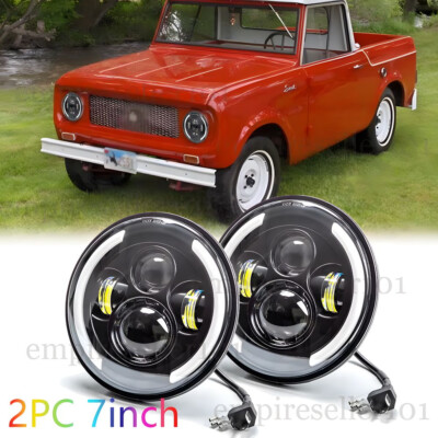 Fit for International 1961-1980 Scout II DOT 7inch LED Headlights Halo DRL Turn